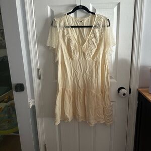 Torrid Cream Wedding Dress with Sheer Sleeves